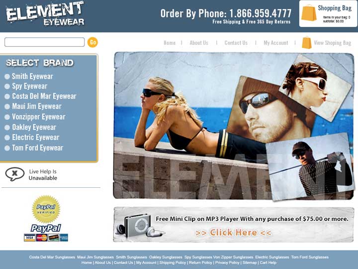 element eyewear web design