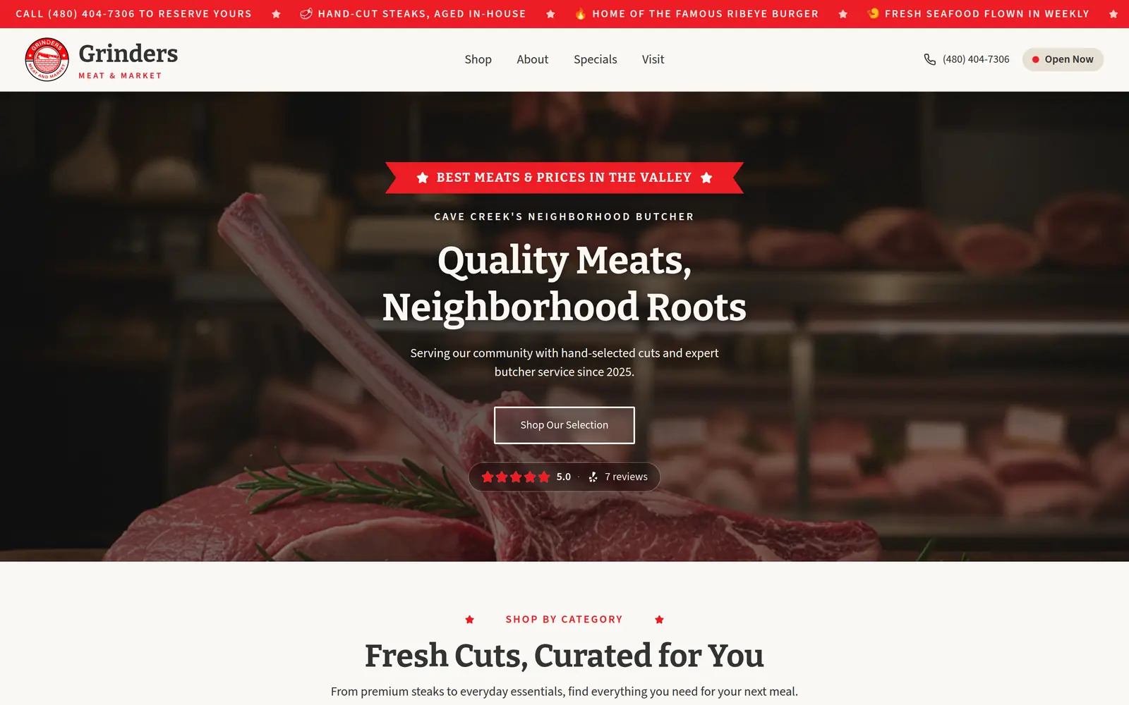 The grinders.market website, designed and built by A Visual Identity